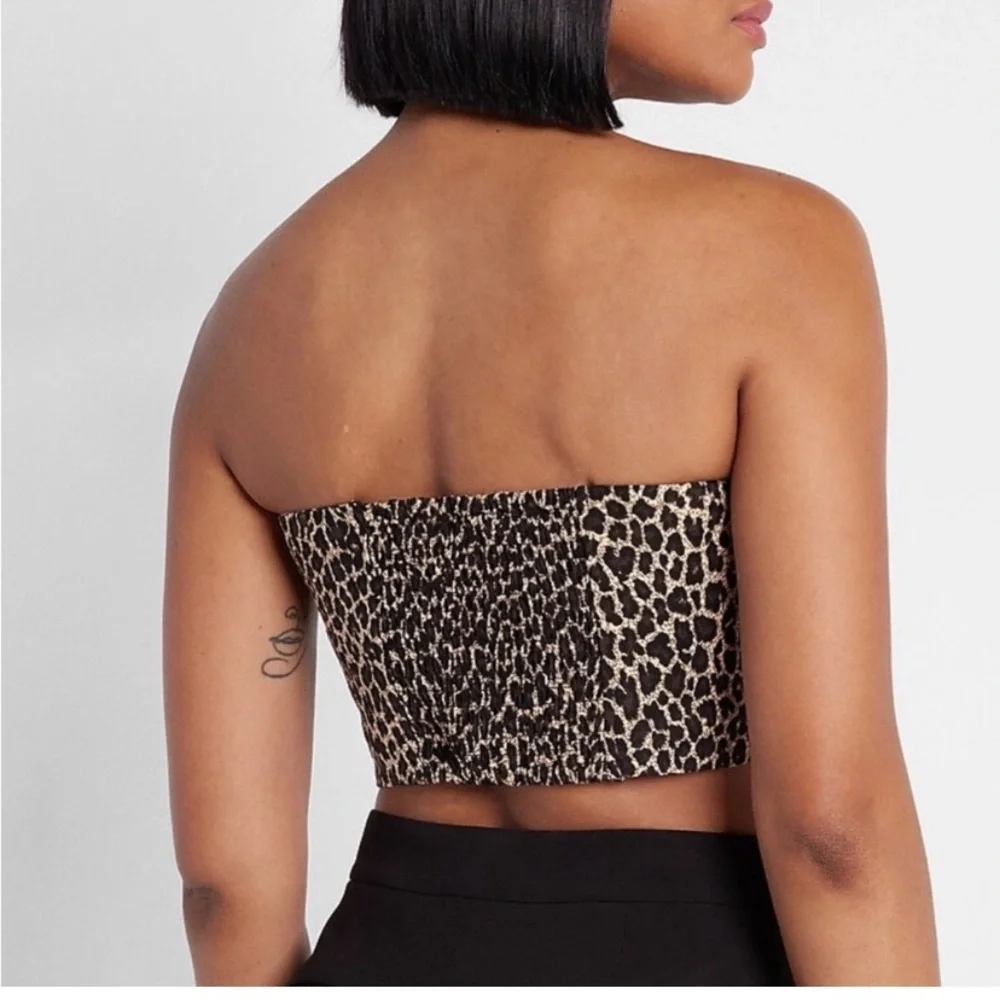 5/$25 New With Tags Express women Linen-Blend Tie Front Bandeau Top. - Picture 2 of 5